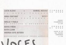 La poesía escénica garra puxu n’Uviéu col festival Voces del fornu Cartel del festival. Estilu minimalista y esquemáticu n'escala de grises.